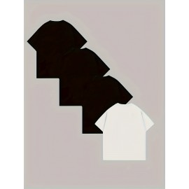 Men'S 4pcs Graphic Tee Set - Skull, Flame, Lipstick, and Letter Print Short Sleeve T-Shirts - Black Casual Summer Tees for Casual Attire, Casual Wear Tee | Bold Pattern Tee | Knitted Fabric Tee