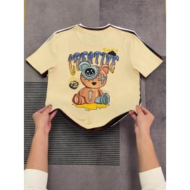 [Summer Tees] 4-Pack Men's Casual Crew Neck T-Shirt | Soft Stretch Fabric, Summer Tee Collection, Playful Bear Illustrations - 