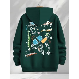 [Three-Piece Hoodie Set] Three-Piece Set Of Fashionable Element Print Hoodies, Men's Casual Pullover Sweatshirt With Long Sleeves, Slightly Stretchy Knit Polyester Fabric, Regular Fit Men's Hoodie