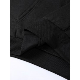[Men's Cross Print Hooded Sweatshirt] Black Men's 