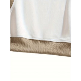 [NASAOVER Long Sleeve Shirt] Men's NASAOVER Colorblock Long Sleeve Shirt - Casual Loose Fit, Two-Tone Black/Beige, Button Detail, Ideal for Spring & Summer Outdoor Activities