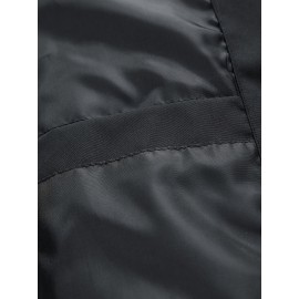 [Trendy Hooded Jacket] Trendy Black Men's Casual Hooded Jacket | Long Sleeves, Drawstrings, Functional Zippers, Teddy Bear Logo, Spring/Fall Windbreaker