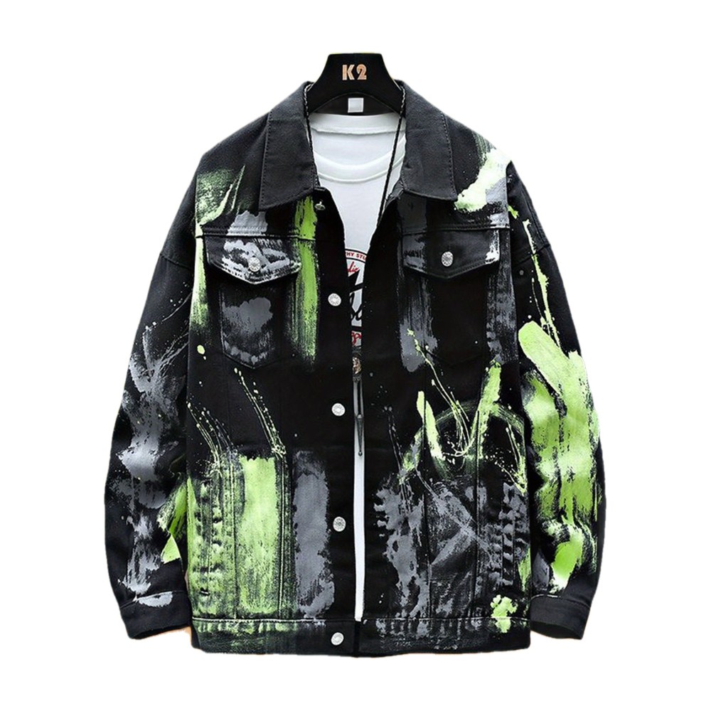 Men'S Printed with Random Print And Graffiti Design, Fashionable And Versatile, Made of High-Quality Fabric, Soft in Texture, Loose And Comfortable Coat.