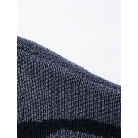 [Men's Geometric Sweater] Xingfan Men's Geometric Print Pullover Sweater | Drop Shoulder Casual Long Sleeve Round Neck Knit Top with Ribbed Detailing, Autumn Winter Warmth, Regular Fit for Casual Attire