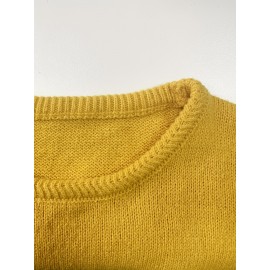 Men'S Casual Striped Sweater - Cozy Knit Pullover with Yellow, White & Navy Blue Horizontal Stripes, Long Sleeve Crew Neck for Fall/Winter, Sweater Vest