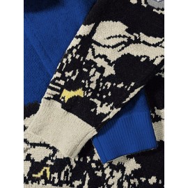 Men'S & Women'S Stylish Van Gogh Starry Night Print Pullover Sweater - Loose Fit, Long Sleeve, Round Neck, Knit Fabric, Casual & Versatile Fall/Winter Top, Fall Winter Top | Starry Night Design | Ribbed Knit Cuffs, Van Gogh Sweater