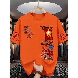Men'S Vibrant Orange Graphic T-Shirt - 