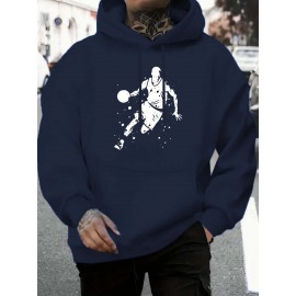 Men's Hooded Sweatshirt - All-Season Lightweight Pullover Hoodie, Light Grey/White Basketball Graphic, Regular Fit Casual Streetwear for Sports & Casual Attire, Basketball Hoodie, Durable Fabric