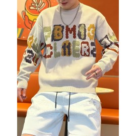 [Men's Sweater] Men's Sweater - Crewneck Pullover | Beige/Brown/Black/Gray/White/Orange/Red/Blue/Purple | Fall/Winter, Machine Washable, Everyday & Formal Outfits, Casual Knitwear, Multicolored Knitwear, Medium Stretch Fabric